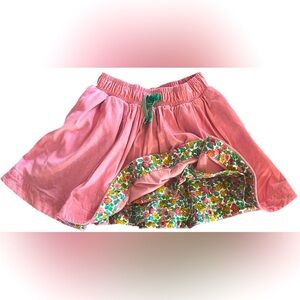 Mini Boden Girls Pink‎ Corduroy Floral Lined Skirt with Pockets